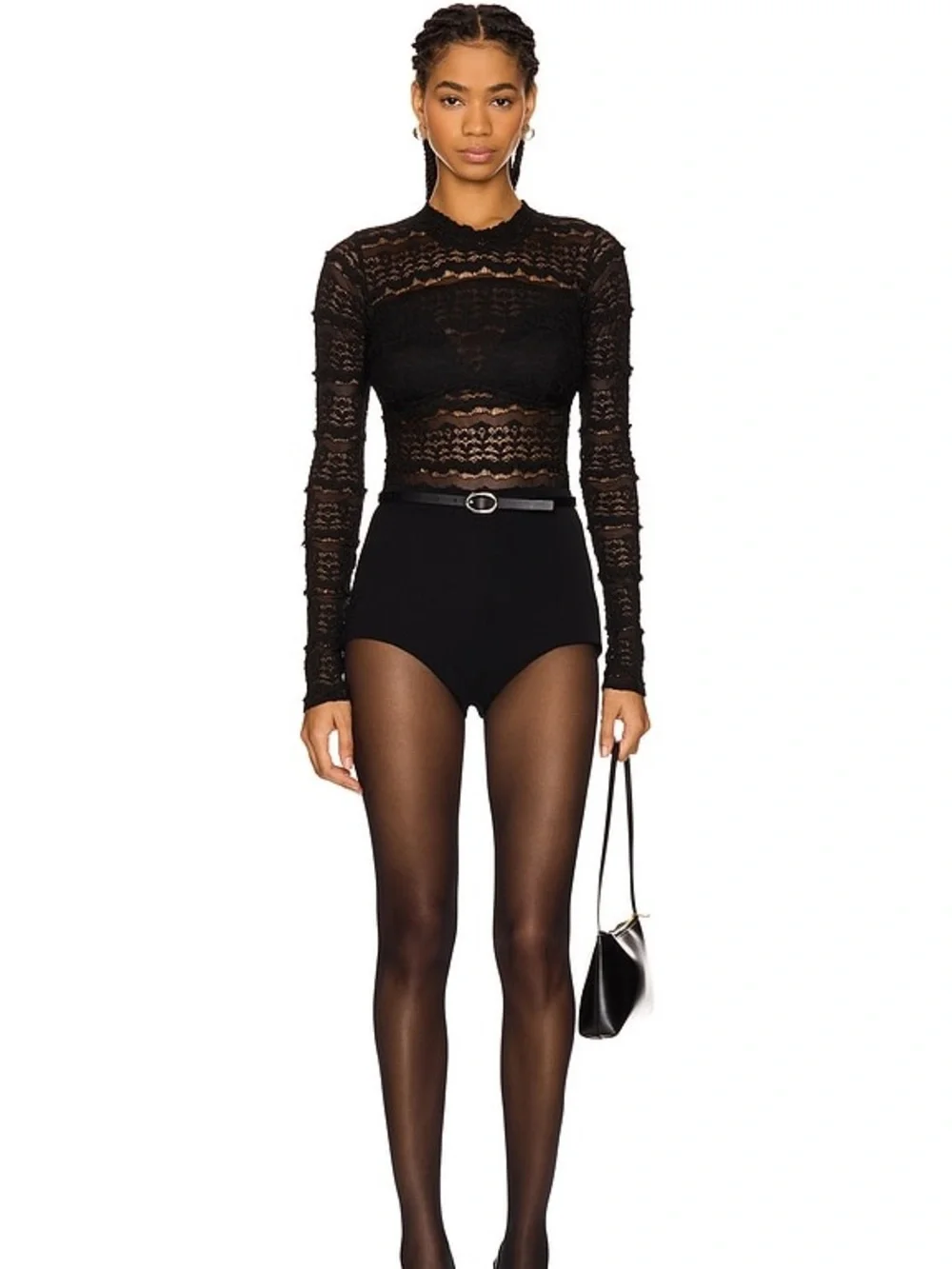 Free People x Intimately FP Angelina Lace Bodysuit in Black Large NWT